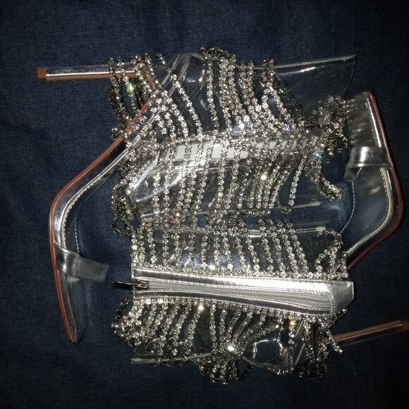 AZALEA WANG " ANGELIC  LAYERS " SILVER EMBELLISHED ANKLE SANDAL(BRAND NEW !!!!! - Picture 7 of 7